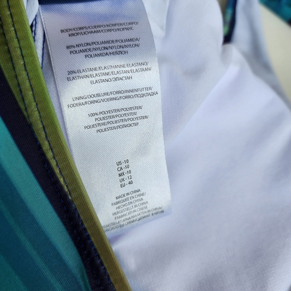 NWOT NOON SWIM Women's Halter 1 Piece Swimming Suit Striped Purple Red Sz 10 - Picture 16 of 16